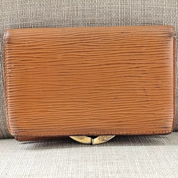 Auth Louis Vuitton Card Holder Yellow Leather Bifold Wallet Purse Made in France - Picture 6 of 13